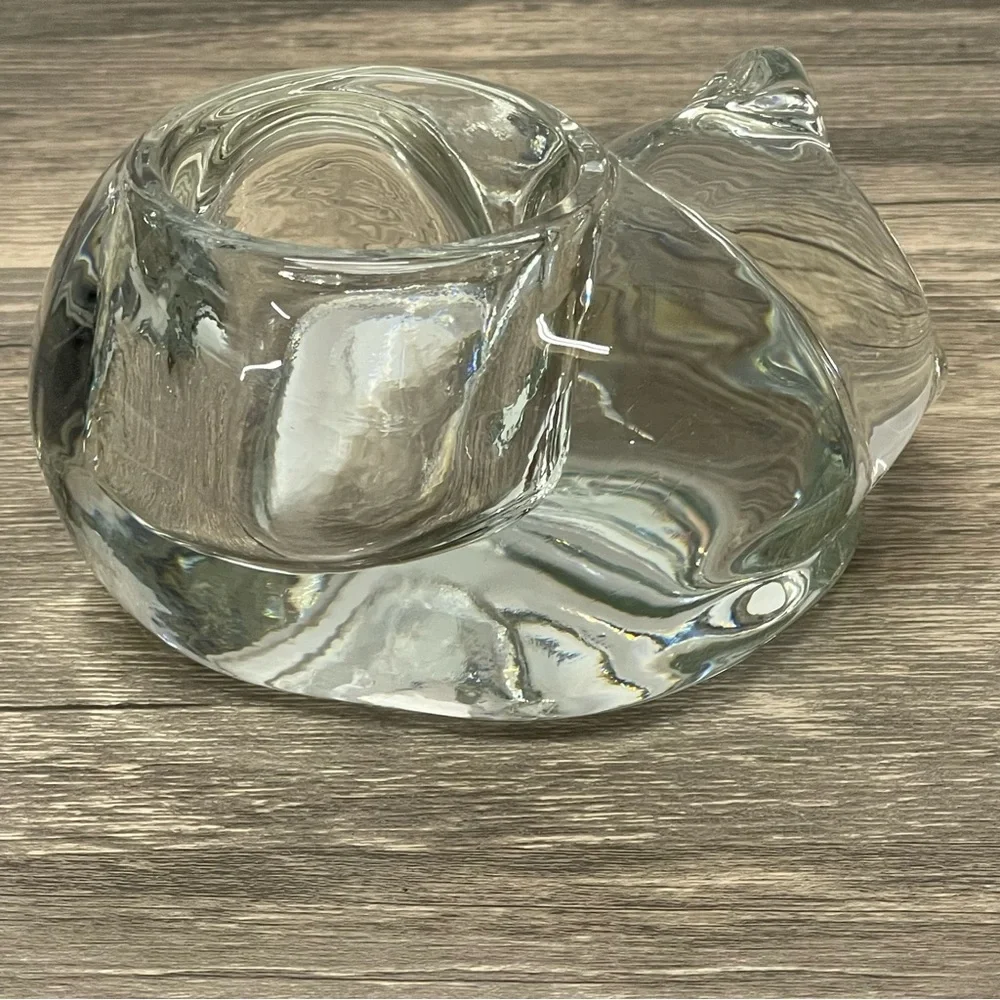Cute Clear Glass sleeping cat Figurine cotive candle holder‎